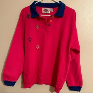 Vintage International Sportswear Co Extra Touch Sweatshirt Pink and Blue